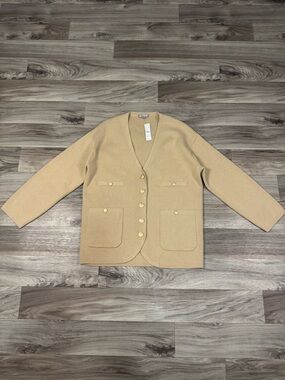 J. Crew Long V-Neck Sweater Blazer in Light Khaki Size Small NWT